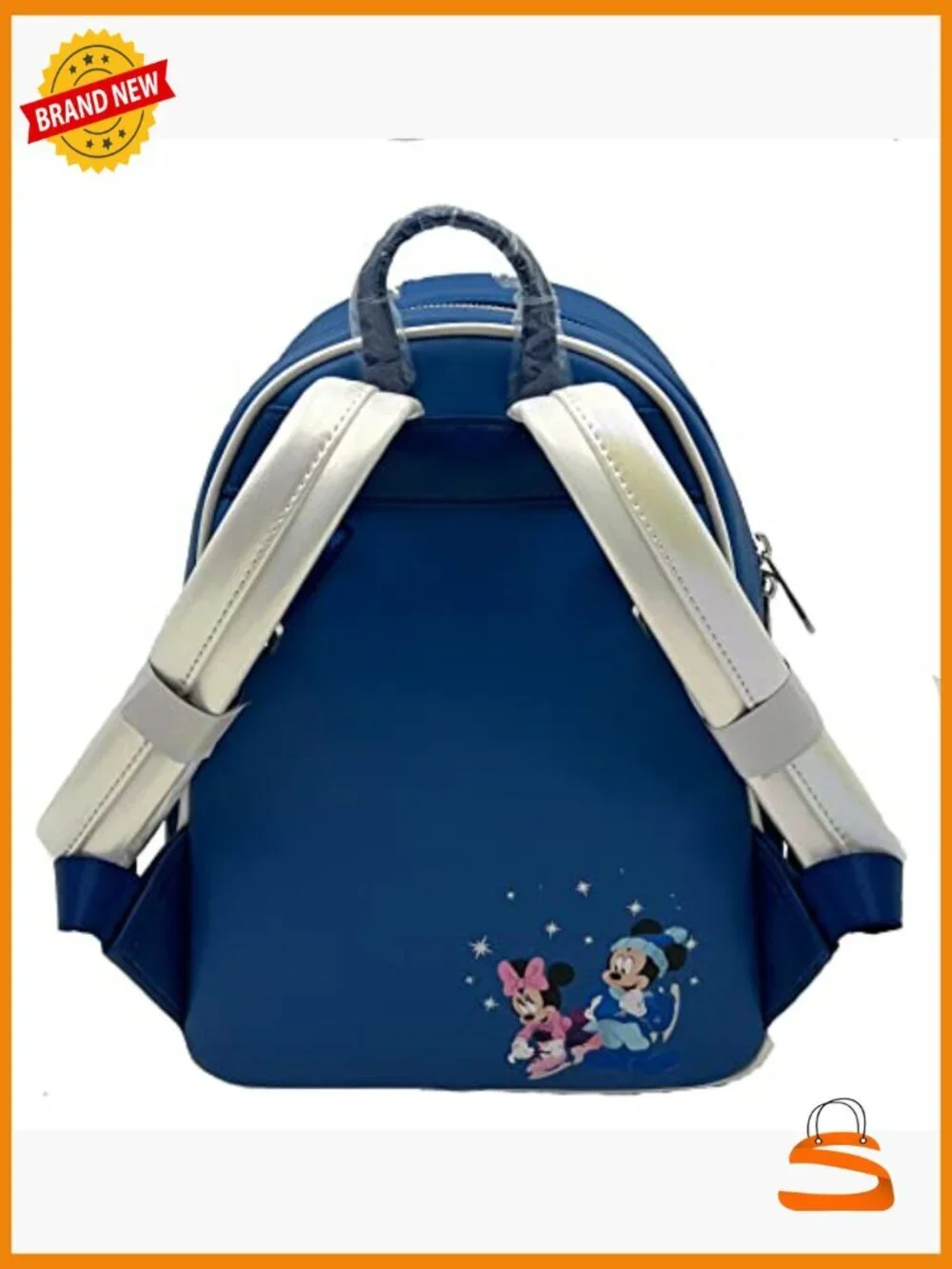Mickey & Minnie Mouse Winter Skating Scene Double Strap Shoulder Bag